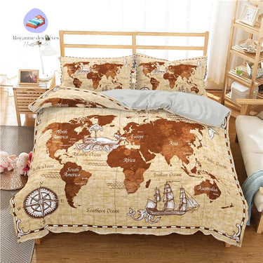 Housse de Couette Carte du Monde Pirate